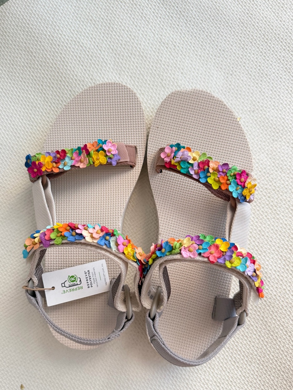Teva Beige Woven Footbed Sandal with Metallic Trim
